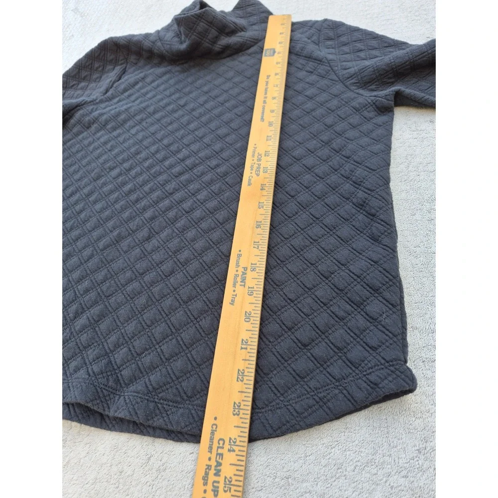 J. Crew Womens Black Quilted Mock Neck Pullover Sweatshirt Size M Long Sleeve